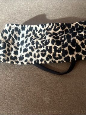 Leopard Print Bandeau bathing suit top - Black and Cream